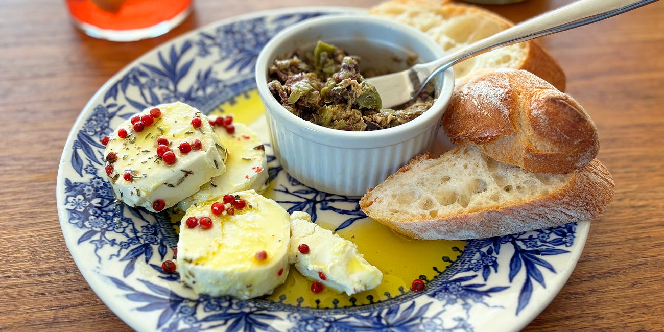 Marinated Goat Cheese and Olive Tapenade from the NY Times