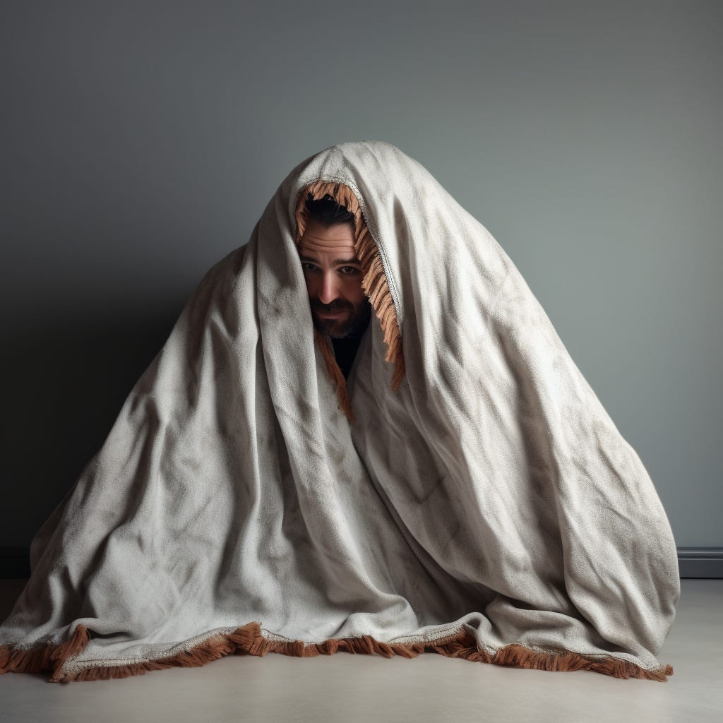 Man Hides Under Blanket to Avoid Life