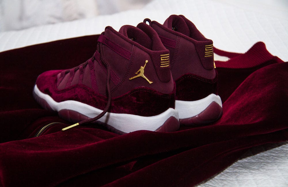 maroon velvet jordans 11