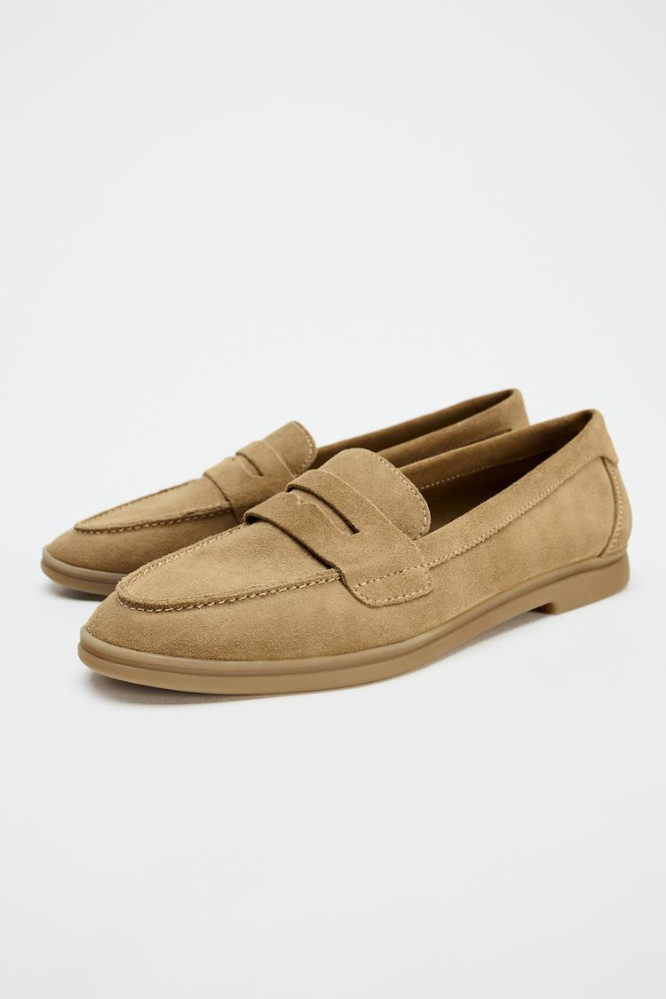Zara SUEDE PENNY LOAFERS - Sandy Brown - Image 2