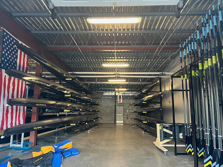 Old gray racks are replaced with new black ones
