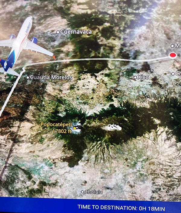 photo from plane of Popocatépetl volcano in Mexico