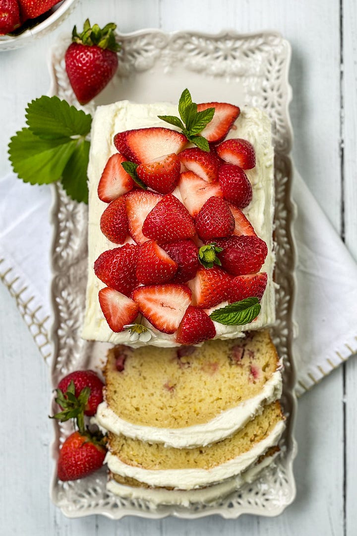 Easy spring desserts including a berry trifle, pudding cakes, strawberry bread, and bakewell tart.