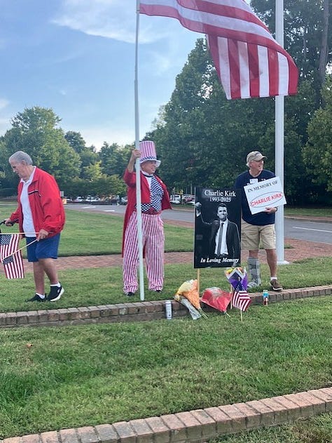 pictures of Charlie Kirk memorial