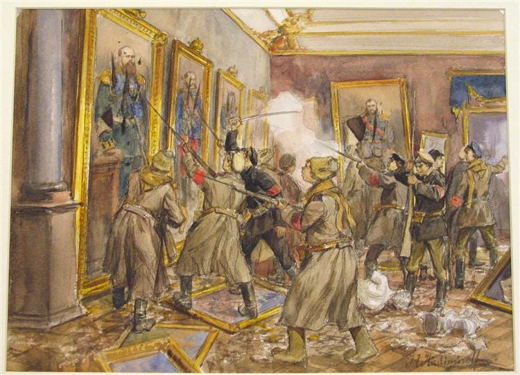 The pogrom of the Winter Palace, c.1917 - Ivan Vladimirov