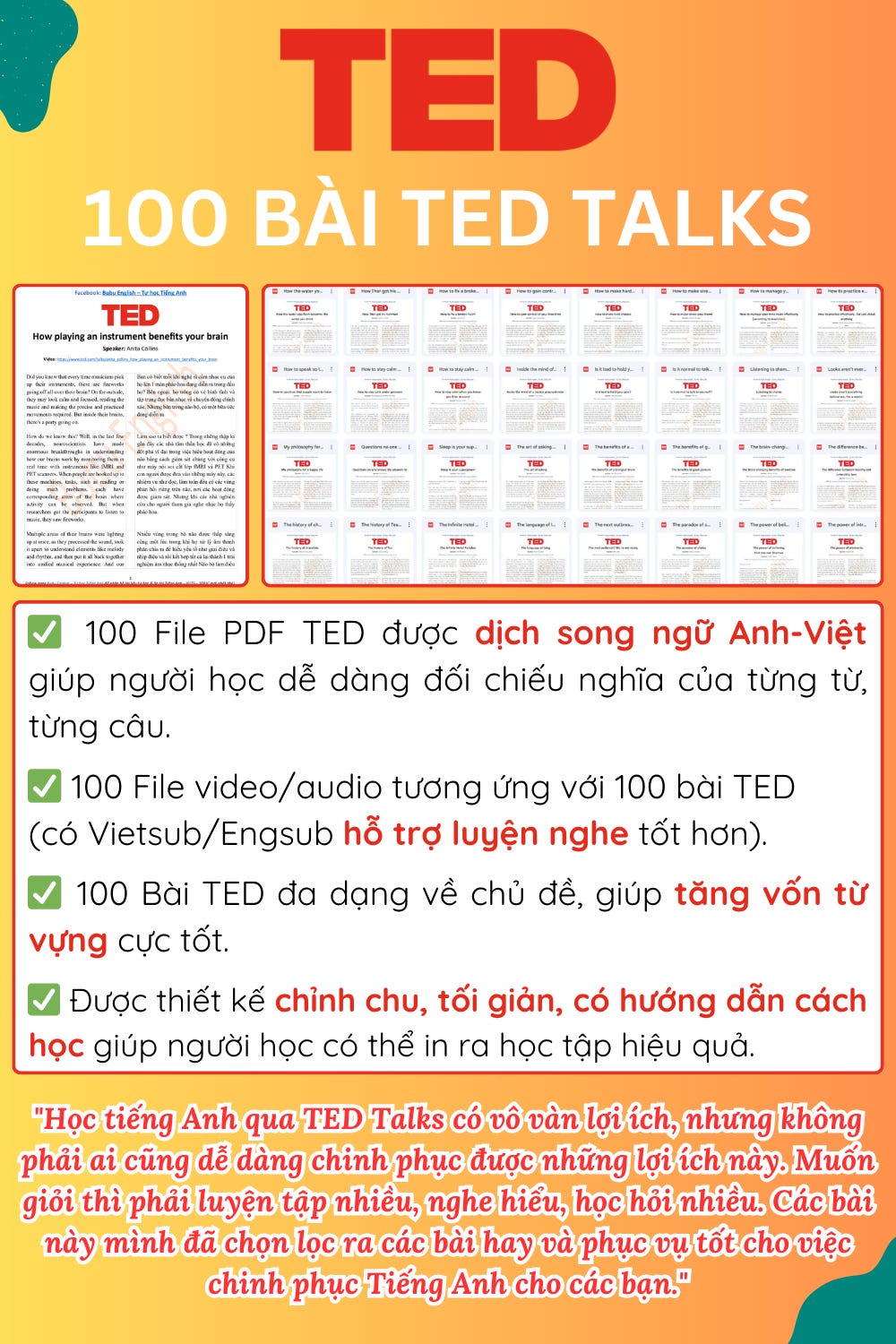 Luyện Nghe - Hiểu Sâu - Tăng Vốn Từ IELTS Thần Tốc Với TED Talks Song Ngữ