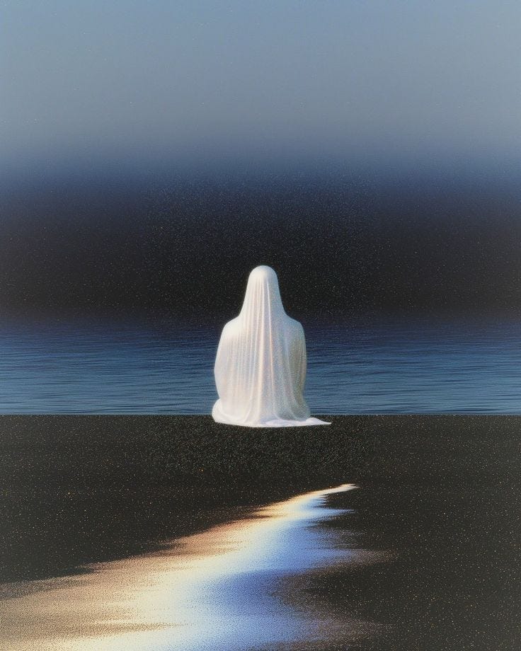 This may contain: an iceberg floating in the ocean with its reflection on the water's surface