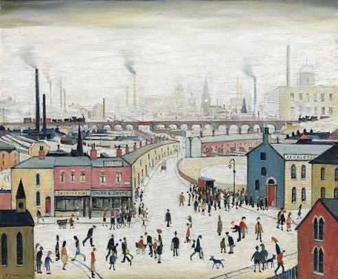 Industrial Landscape Stockport Viaduct - L S Lowry - Framed Prints by L S Lowry | Buy Posters, Frames, Canvas & Digital Art Prints | Small, Compact, Medium and Large Variants