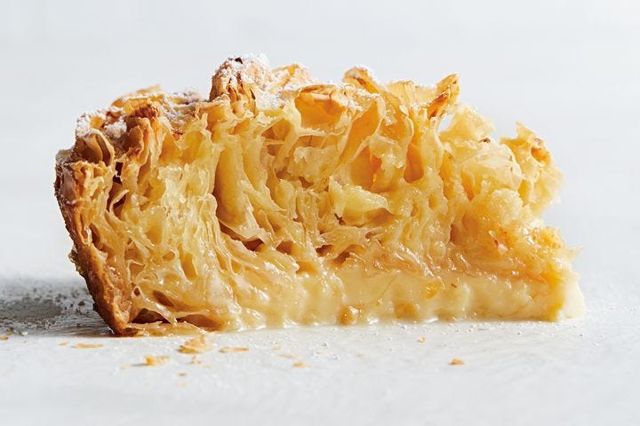 Condensed milk custard filo pie