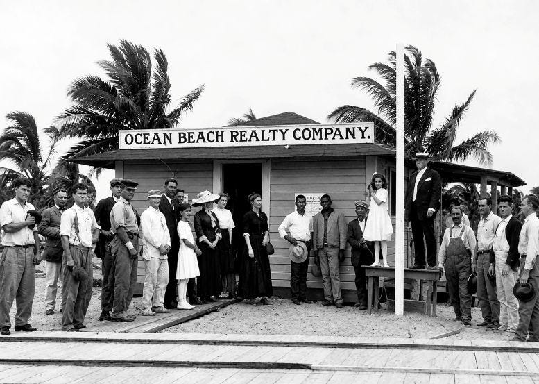 Founders and employees of Ocean Beach Realty Company in front of their building on Ocean Drive Drive on March 17, 1913. Founders and employees of Ocean Beach Realty Company in front of their building on Ocean Drive Drive on March 17, 1913.