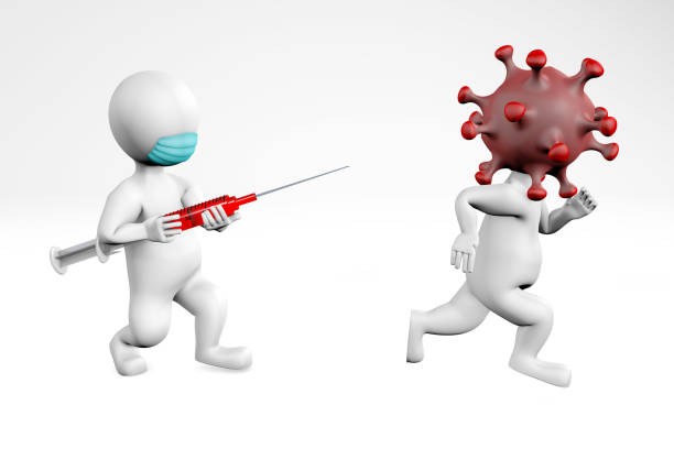 män med masker vaccin mot corona koncept 3d rendering - vaccine disaster bildbanksfoton och bilder