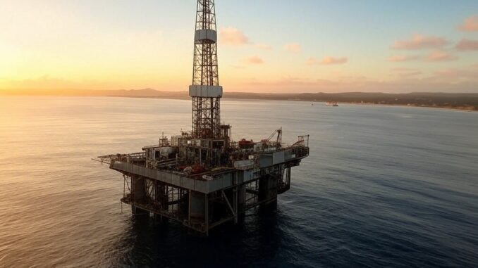 Oil Well off West Africa - created by Grok on X