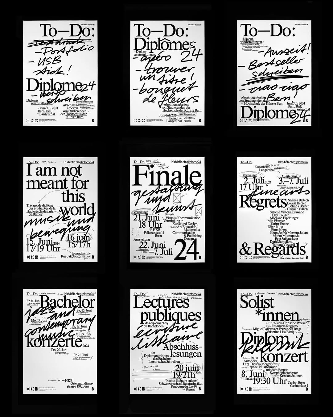 Jonas Bader – Cyrill Heinen / [internship at] Atelier HKB, To-Do: HKB Diplomkampagne 24, HKB Viskom, HKB Bern, 2024 [Typographic Poster Design Inspiration]