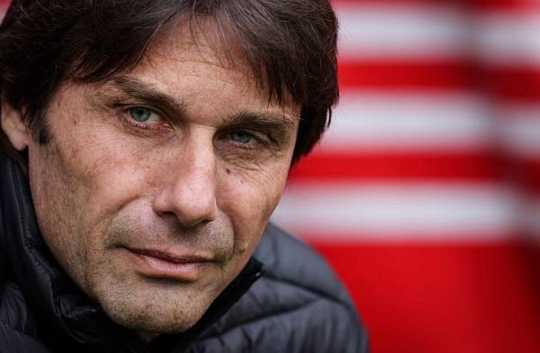 Tottenham Hotspur's Italian head coach Antonio Conte reacts during the English Premier League football match between Southampton and Tottenham Hotspur at St Mary's Stadium in Southampton, southern England on March 18, 2023. (Photo by Adrian DENNIS / AFP via Getty Images) / RESTRICTED TO EDITORIAL USE. No use with unauthorized audio, video, data, fixture lists, club/league logos or 'live' services. Online in-match use limited to 120 images. An additional 40 images may be used in extra time. No video emulation. Social media in-match use limited to 120 images. An additional 40 images may be used in extra time. No use in betting publications, games or single club/league/player publications. / 