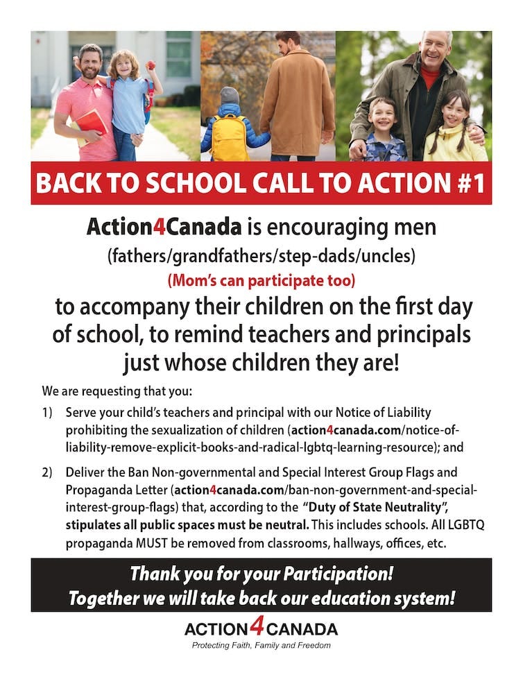 An Action4Canada poster calling for people to march in the name of children's rights An Action4Canada poster calling for people to march in the name of children's rights