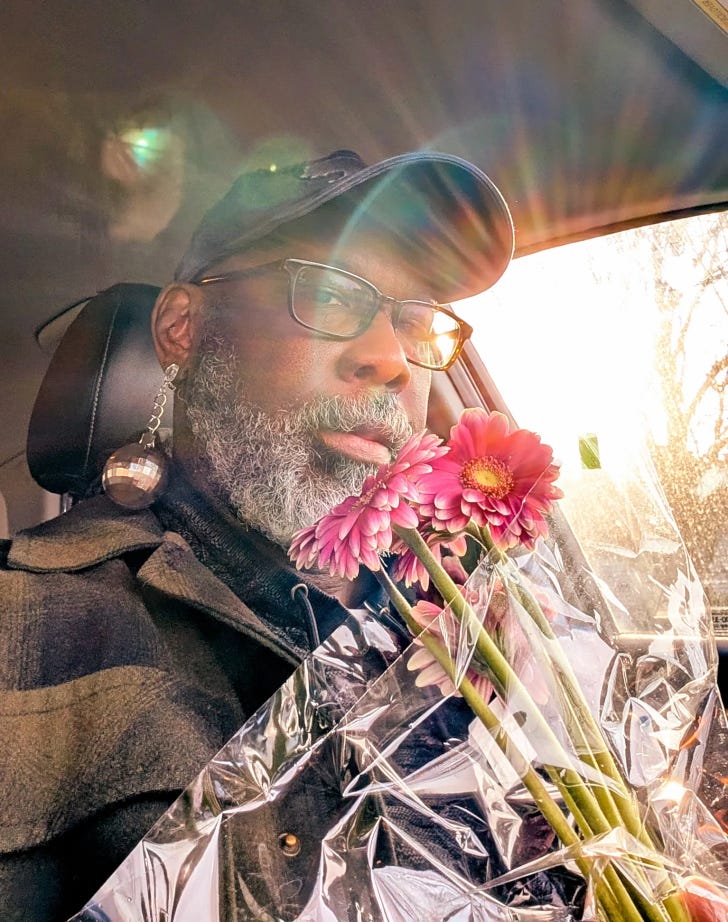 Disco chick with flowers