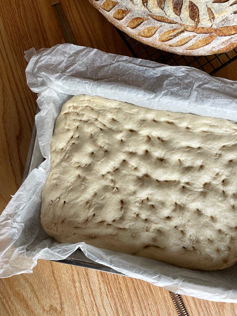 Danish Brunsviger made with sourdough and brown sugar and butter topping