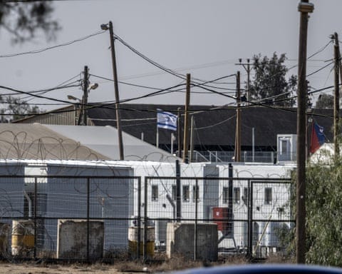 The Sde Teiman military detention centre, surrounded by a barbed-wire fence