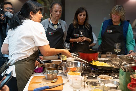 Nine images of Chef Arlette Eulert teaching, cooking, and smiling throughout her masterclass at Urban Kitchen