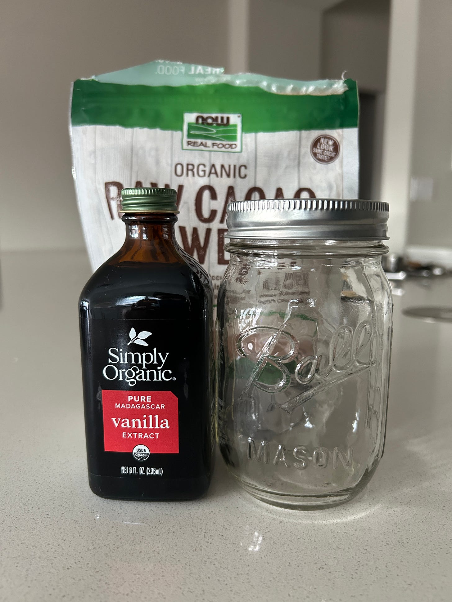 Iced cacao ingredients.