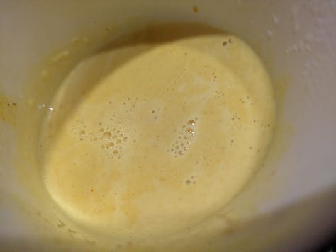 This is about how much pepper I've been using per batch of this size. Can't taste it at all. Also I've been enjoying this spice-grinder for whole spices like cinnamon sticks and cardamom pods. Next this is about the color yellow (with an ever-so-slightly green tinge) that I've been getting.