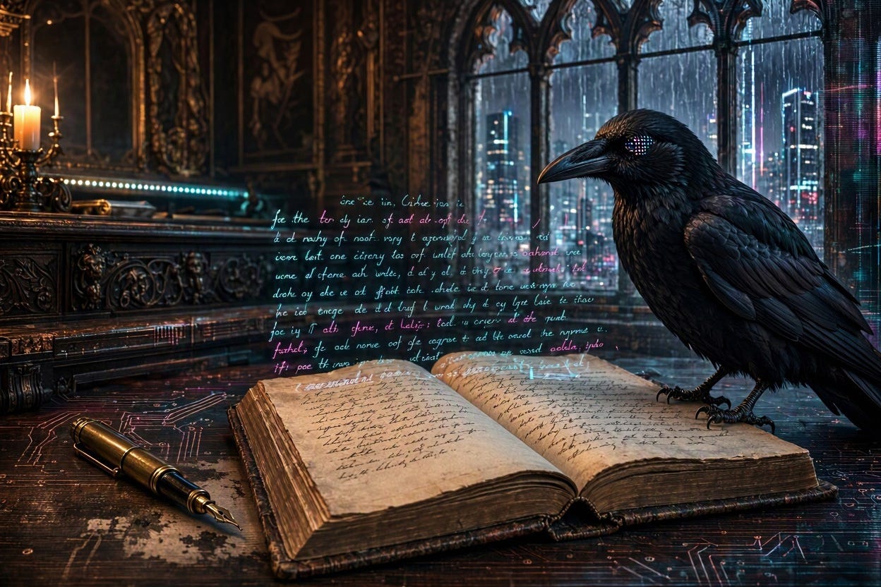 A gothic literary image meeting today's digital poetics 