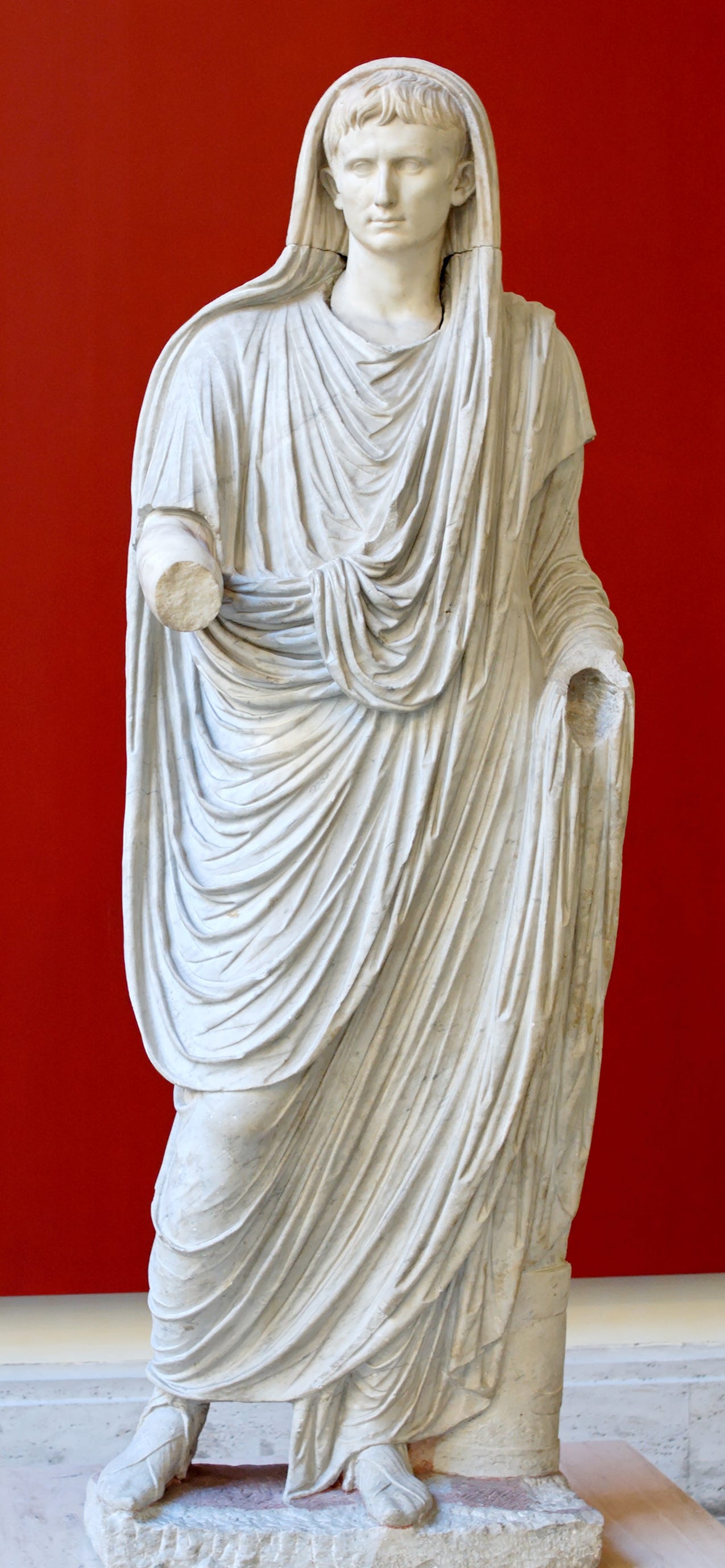 Augustus Caesar as the first imperial Pontifex Maximus taken from https://en.wikipedia.org/wiki/Pontifex_maximus#/media/File:August_Labicana_Massimo_Inv56230.jpg