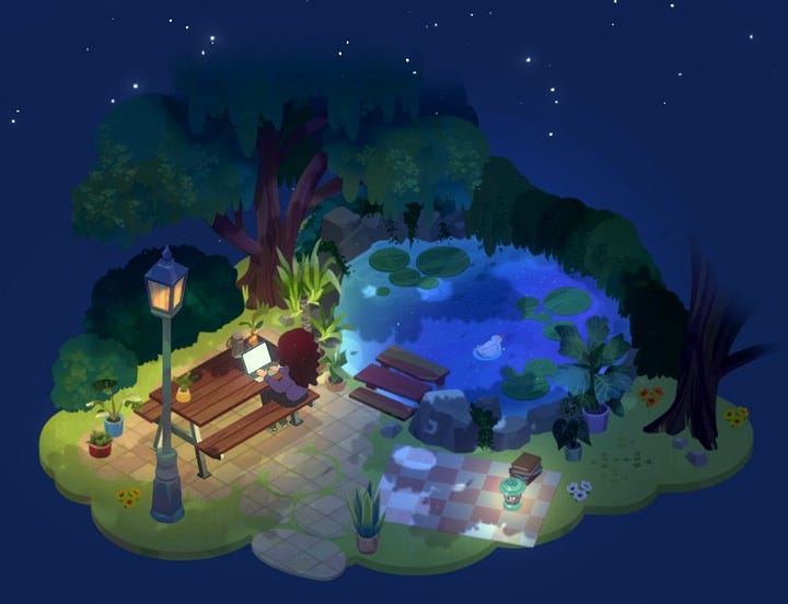 screenshots of writing with Virtual Cottage 2