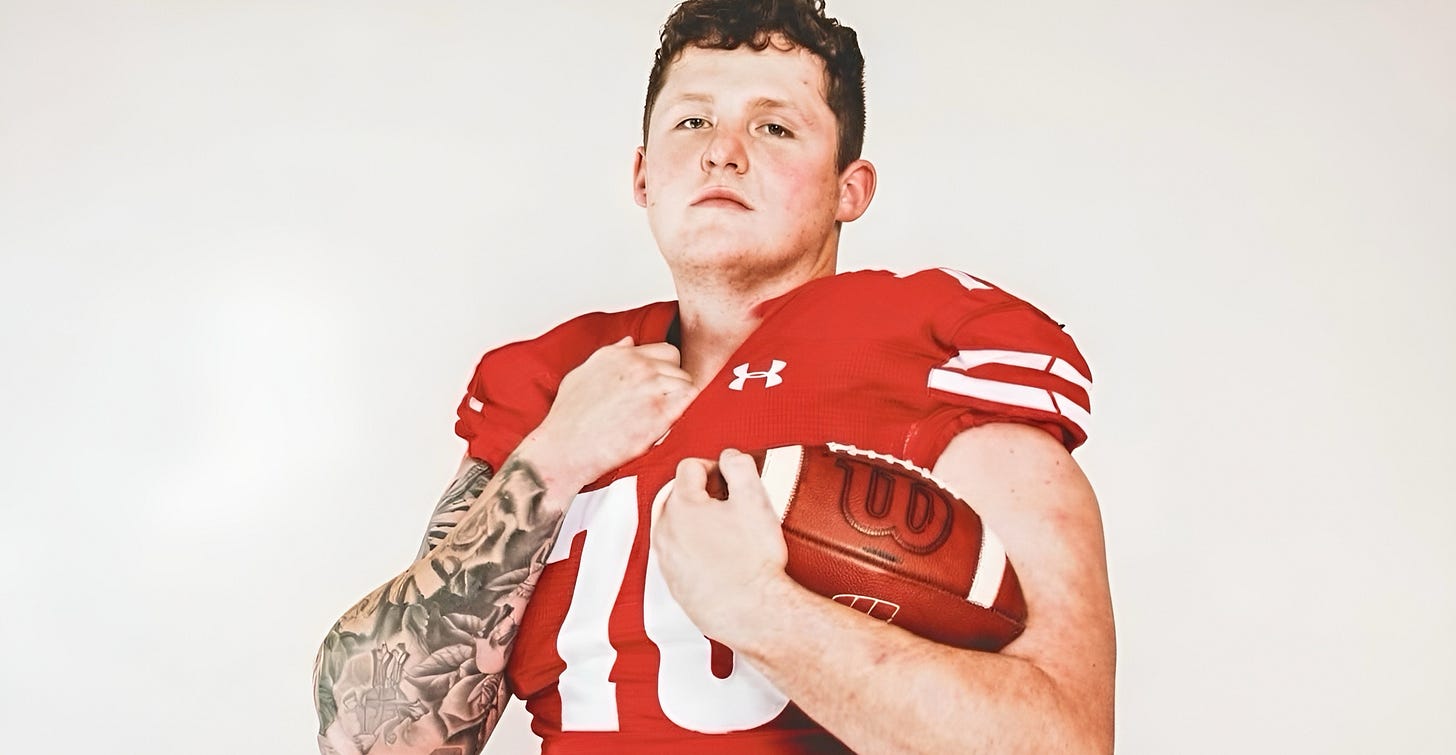 Wisconsin Badgers transfer OL Blake Cherry. 