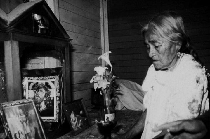 Maria Sabina preparing her altar for a mushroom ceremony