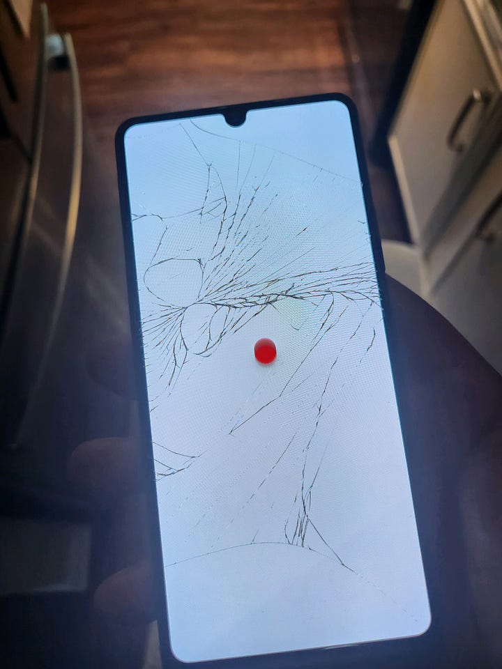Broken glass on my phone that hurt my fingers