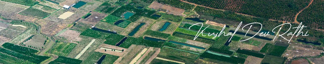 Aerial view of agricultural land corridor in India, symbolizing long-term, soil-backed investing in the post-equity wealth era.