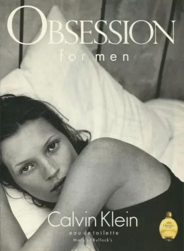 1996 Calvin Klein Obsession For Men Kate Moss vintage PRINT AD 90s Advertisement - Picture 1 of 1