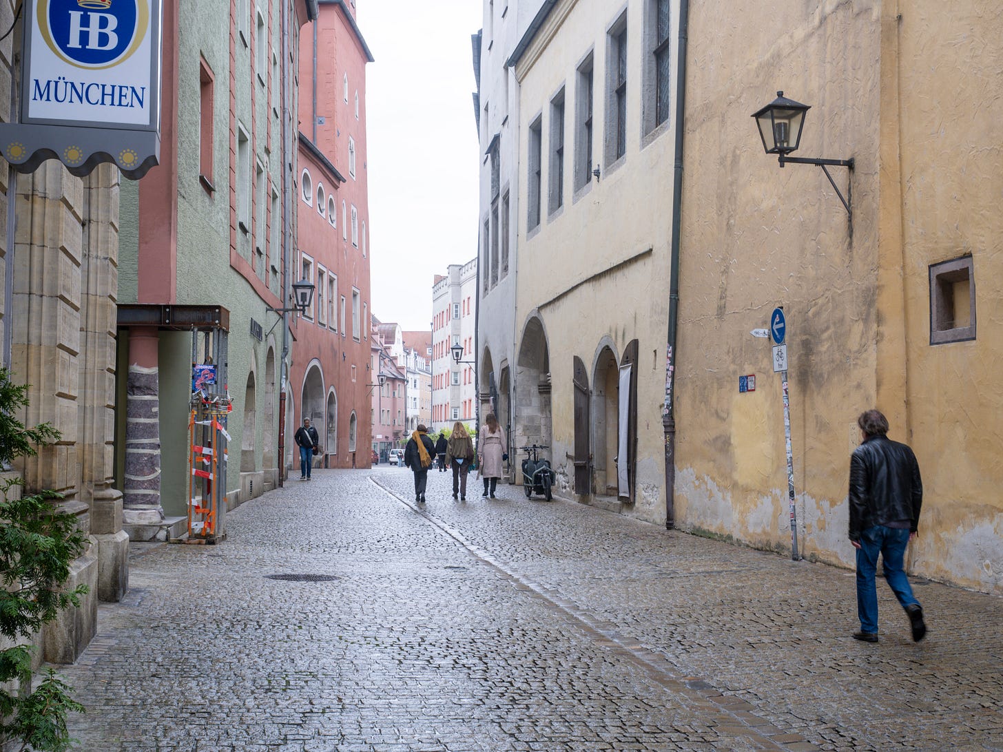 A quiet Regensburg side street in the Altstadt.