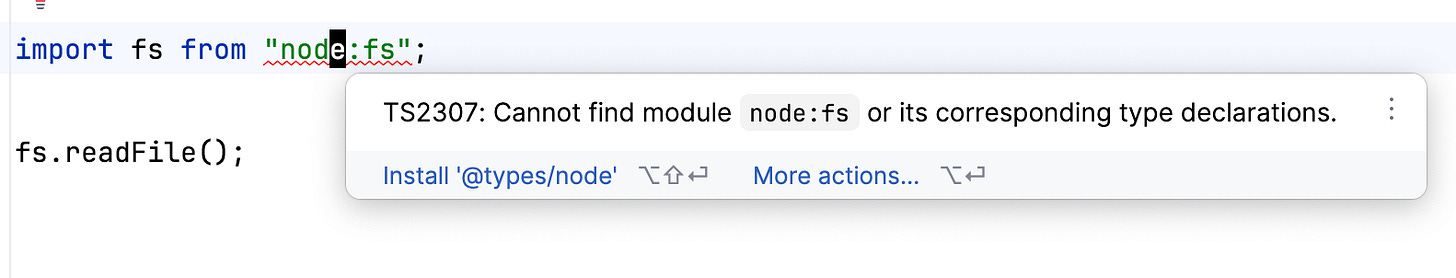 TypeScript errors when we try to use Node.js APIs without installing typings for them