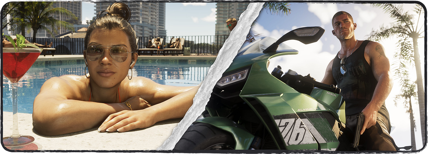 Two screenshots from Rockstar Games of the upcoming Grand Theft Auto VI!