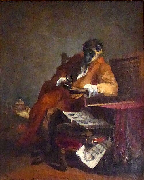Le singe antiquaire, by Chardin. Wikimedia Le singe antiquaire, by Chardin. Wikimedia