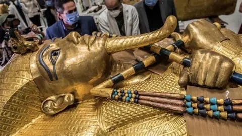 Getty Images A close up of the face of the Golden Sarcophagus of Tutankhamun.
