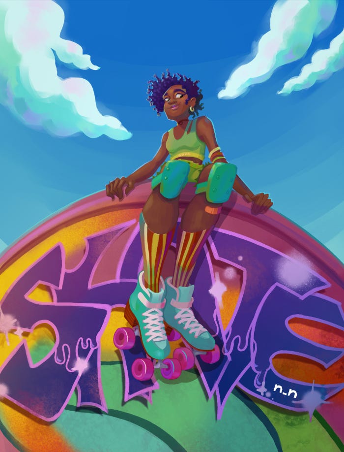 two pictures showing the base colour and final art piece