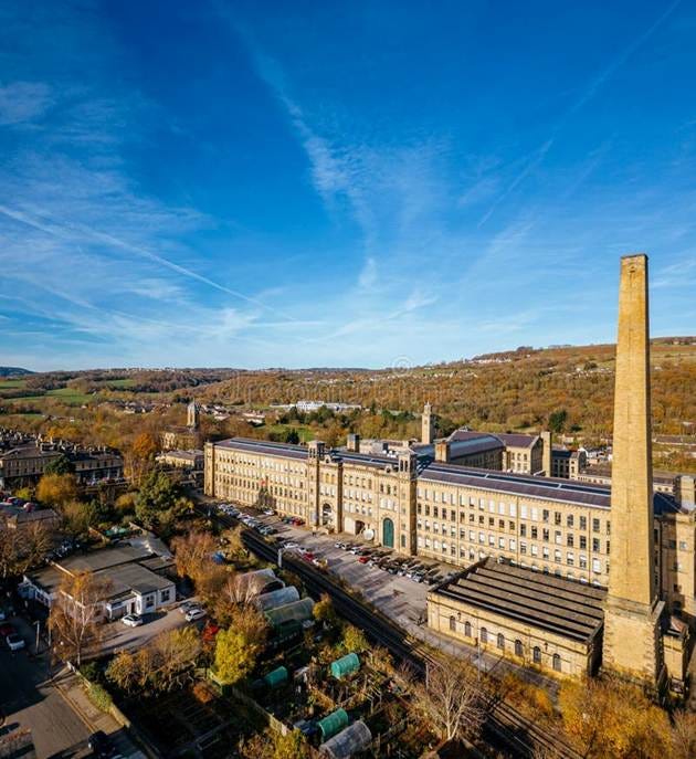 Aerial View of Salts Mill Factory, Saltaire, a World Heritage Site in ... Aerial View of Salts Mill Factory, Saltaire, a World Heritage Site in ...