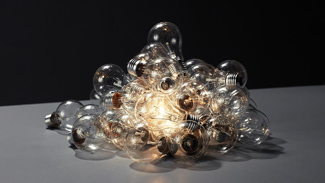 A pile of lightbulbs