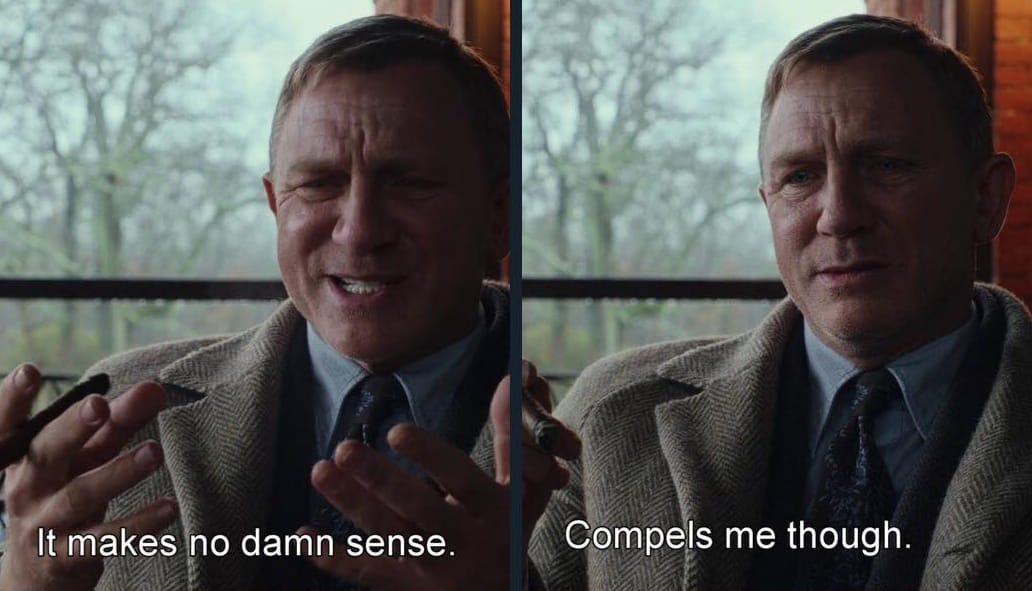 May be an image of 2 people and text that says 'It makes no damn sense. Cmshoug Compels me though.'