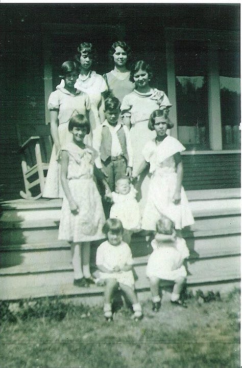 Numerous photos of Beverly Ann (Lusk) King throughout the decades with family, pets, and friends. Most are group poses for the camera with a few candid moments. All are shot in either black & white, sepia, and color.