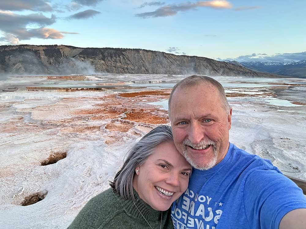 Kristi and Hubs at Mammoth Hot Springs