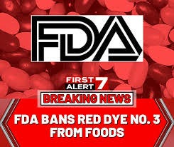 FirstAlert FDA Bans red #3 dye in foods. This comes nearly 35 years after  it was barred from cosmetics because of potential cancer risk. LEARN MORE:  https://bit.ly/40lj8gb