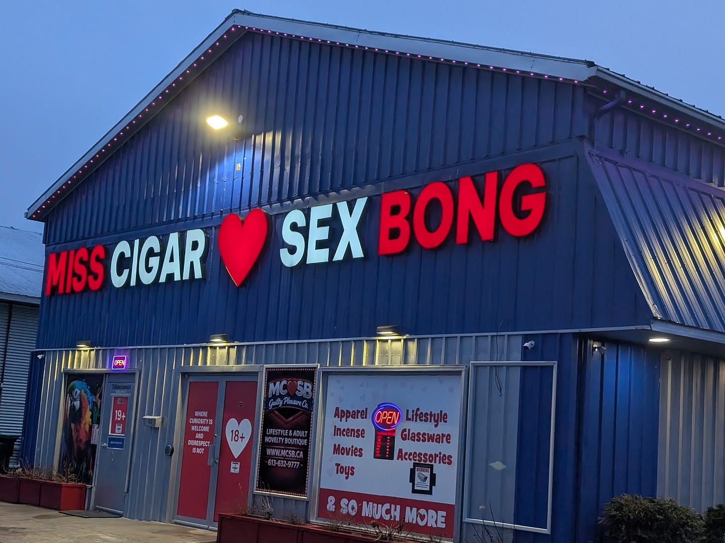 A store front called Miss Cigar Sex Bong