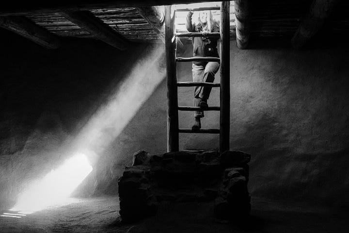 Images of light beams and dust in Santa Fe, New Mexico