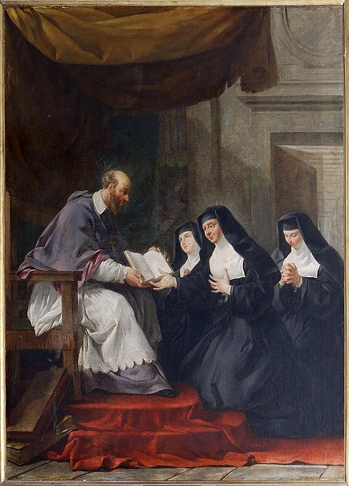 File:Saint François de Sales donnant à sainte Jeanne de Chantal la règle de l'ordre de la Visitation Noël Hallé.jpg File:Saint François de Sales donnant à sainte Jeanne de Chantal la règle de l'ordre de la Visitation Noël Hallé.jpg