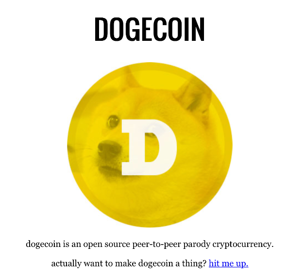 Screenshot from Dogecoin.com in 2013