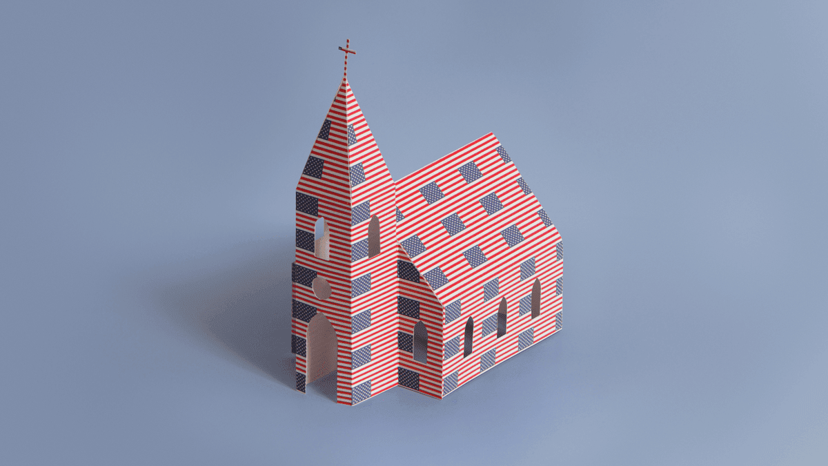 A church made out of American flags A church made out of American flags